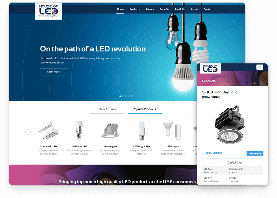 House of LED website design